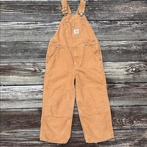 Carhartt Kids Brown bib Overalls size 5 girl boy hunting unisex